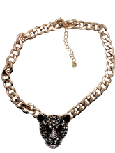 Load image into Gallery viewer, PANTHER HEAD EARRING AND NECKLACE