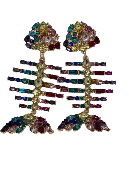 Rainbow Scale Crystal Dangle Earrings - Xtreme Bling