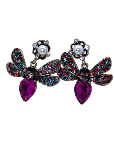 Dragonfly Crystal Dangle Earrings - Xtreme Bling