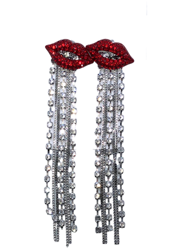 Red Hot Lips Rhinestone Dangle Earrings - Xtreme Bling