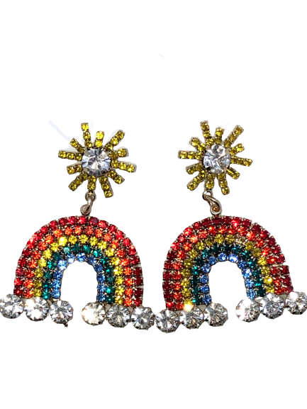 Over Rainbow Rhinestone Drop Earrings - Xtreme Bling