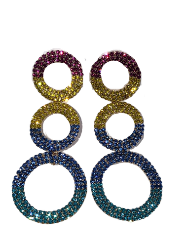 Fruit Loops Rainbow Dangle Cylinder Earrings - Xtreme Bling