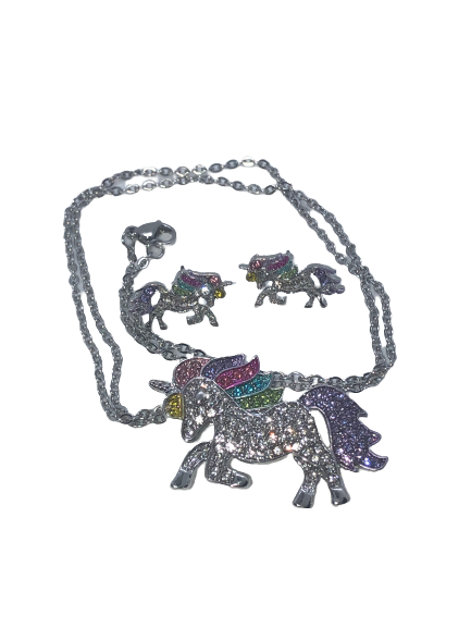 Rainbow Unicorn Rhinestone Jewelry Set - Xtreme Bling