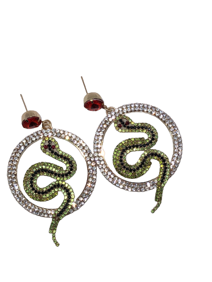 Snake In The Grass Shiny Drop Earrings - Xtreme Bling
