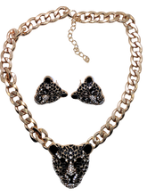 Load image into Gallery viewer, Panther Head Earring and Necklace Set
