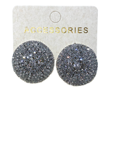 Load image into Gallery viewer, RHINESTONE ROUND BUTTON EARRINGS
